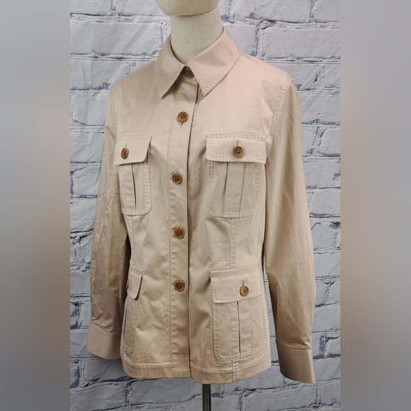 Brooks Brothers Women's Cargo Safari Jacket Stretch Cotton HQ Beige Size 10 US - Picture 3 of 12